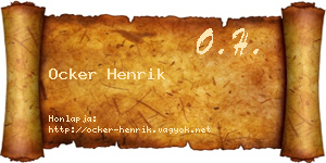 Ocker Henrik névjegykártya